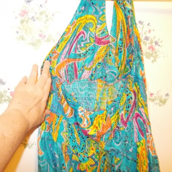 Bright Turquoise Jackpot summer halter dress in L/XL - Picture 4 of 6